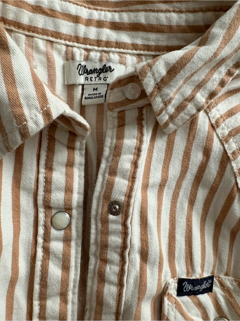 Striped Western Button-Down Shirt with Horse Yoke - Cream & Tan - Picture 3 of 3